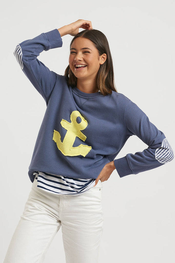 Frayed Anchor Cotton Sweatshirt - Old Navy/Yellow | EST 1971