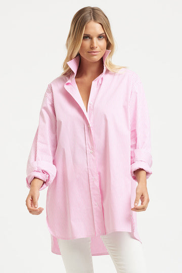 The Boyfriend Cotton Shirt - Pink Skinny Stripe | Shirty  