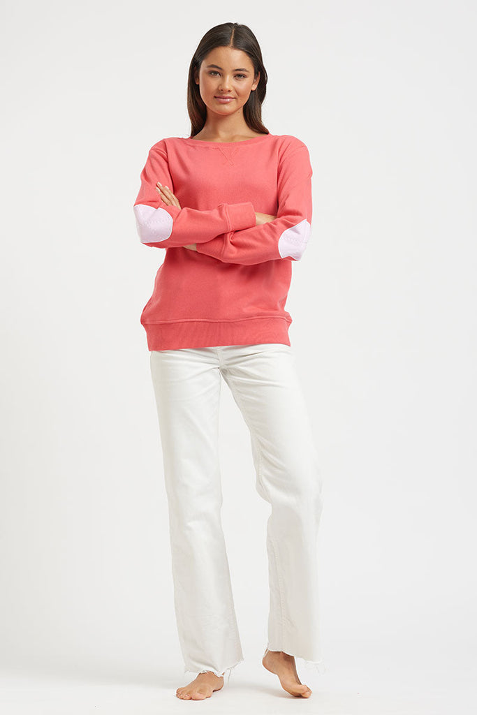 Classic Cotton Sweatshirt - Portsea Red/Powder Pink