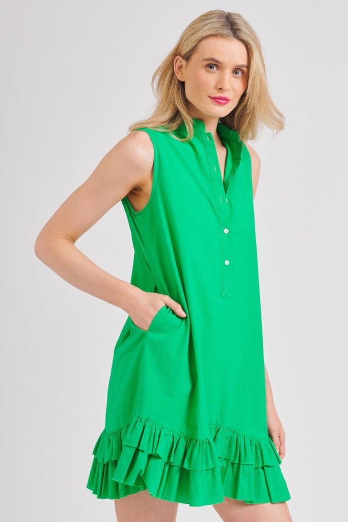 The Belle Ruffle Hem Dress - Green