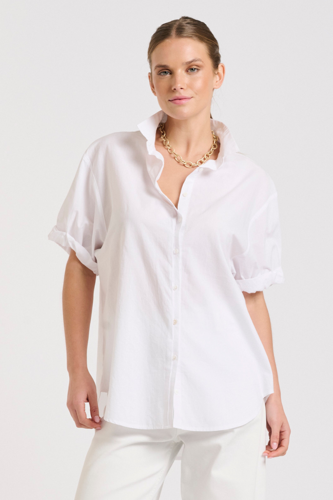 The Annie Relaxed Short Sleeve Shirt - White