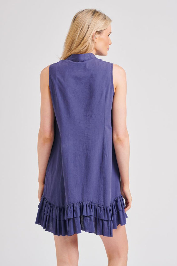 The Belle Ruffle Hem Dress - Navy