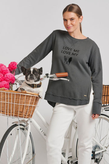 Zipside Love Me Love My Sweatshirt - Coal