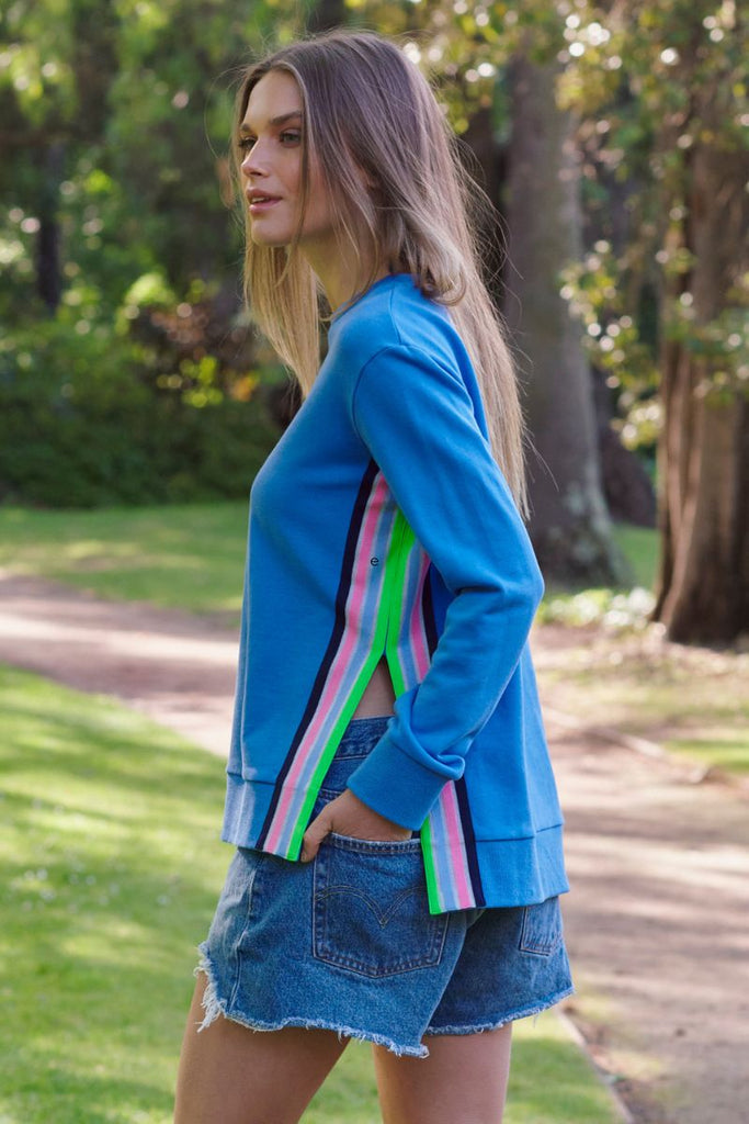 Classic Trim Side Sweatshirt  - Cornflower