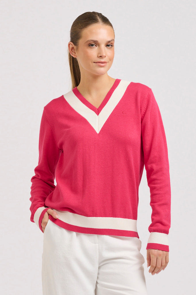 Berkshire Sweater - Raspberry/Club White