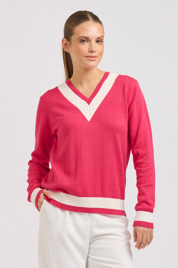 Berkshire Sweater - Raspberry/Club White