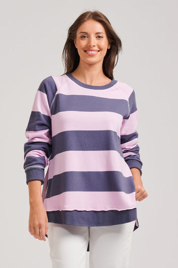 Curved Zipside Sweatshirt - Old Navy/Powder Pink