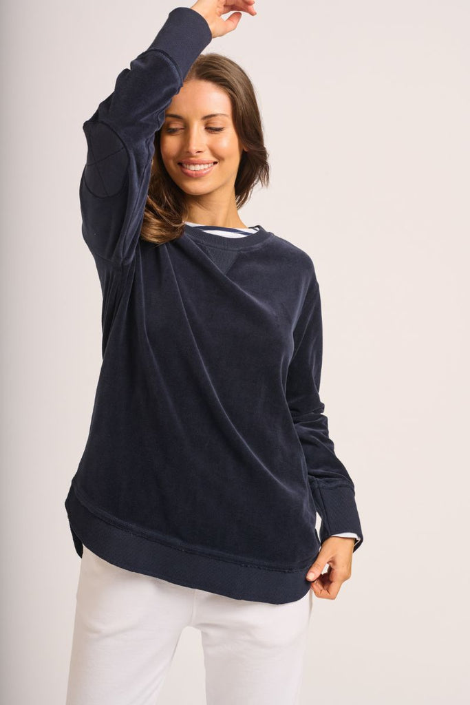 High-Low Velour Sweatshirt - French Navy