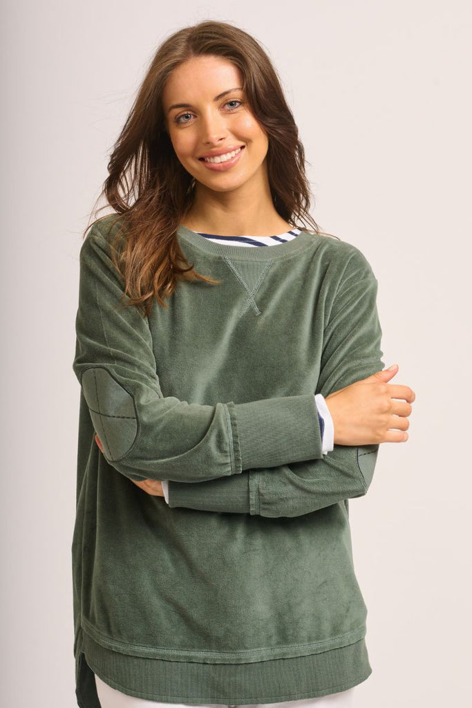 High-Low Velour Sweatshirt - Pine