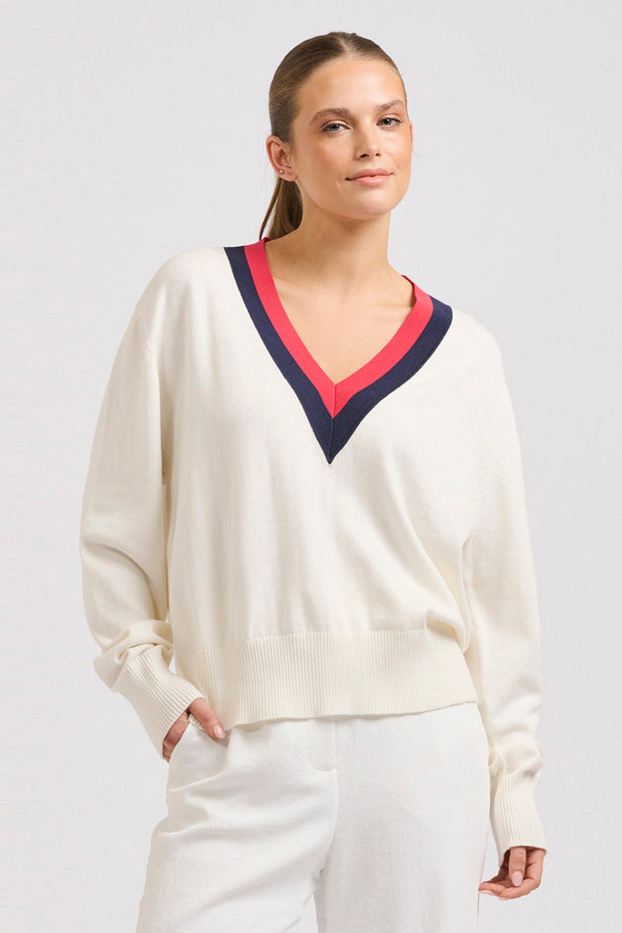 Links Sweater - Club White/Navy/Red