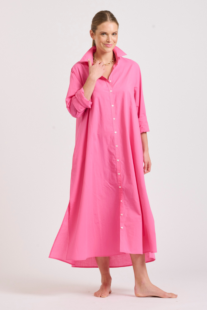 The Luna Oversized Longline Dress - Hot Pink