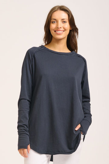 Raw crew long sleeve tee - washed black