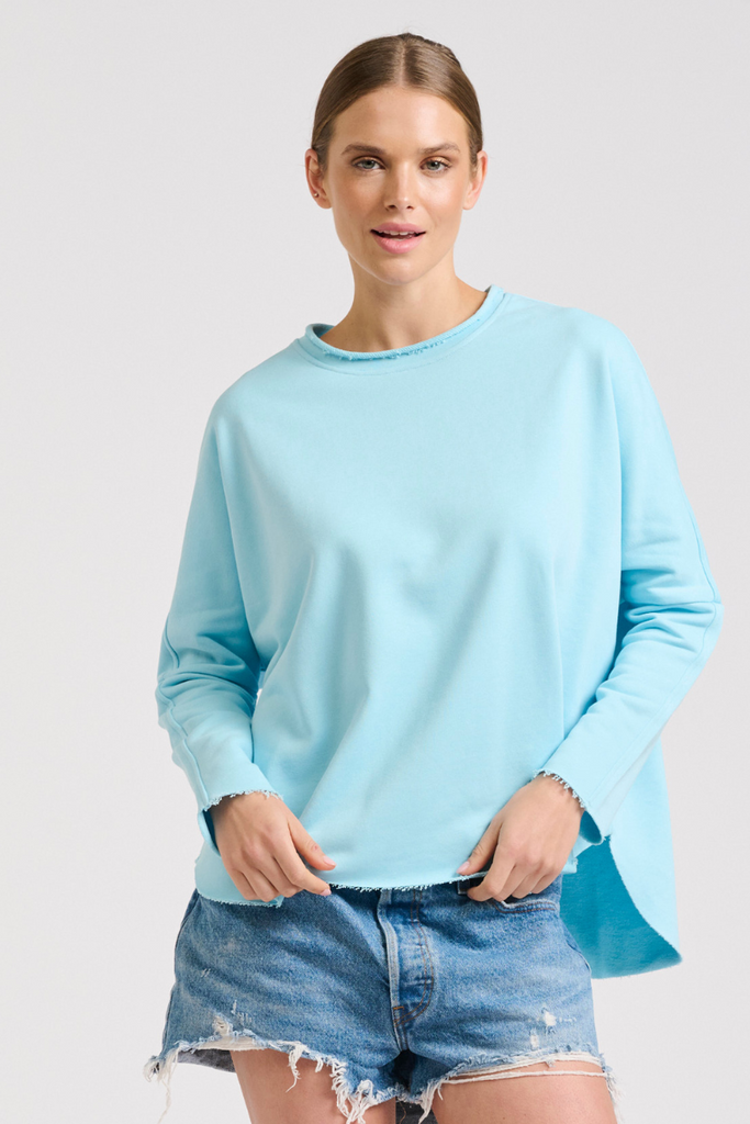 Raw Long Sleeve Sweatshirt - Sky Blue