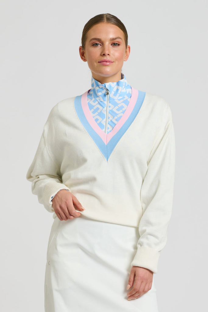 Shirty Links Sweater - Club White/Baby Blue/Ballet Pink