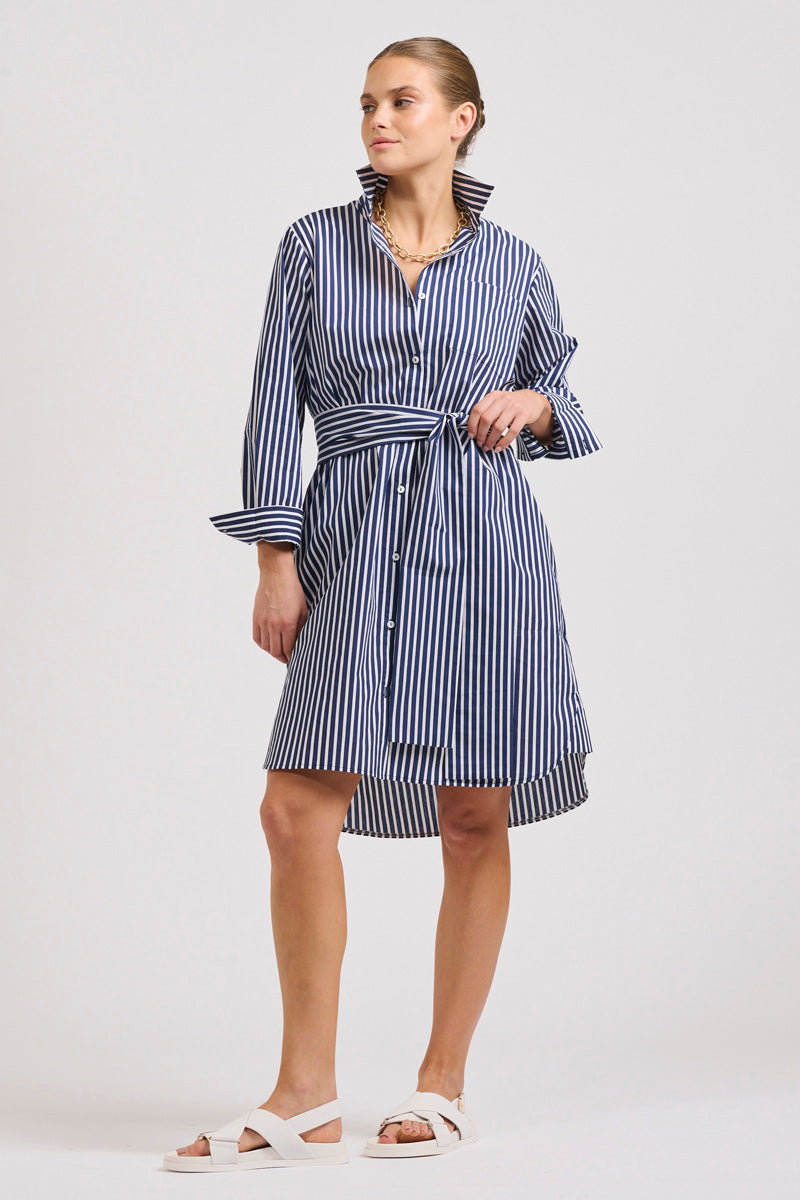 Navy striped shirt dress best sale