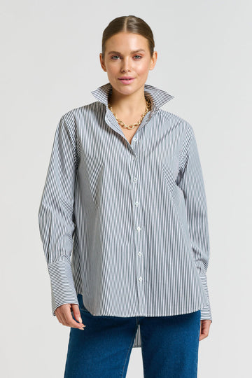 Shirty The Elodie Girlfriend Shirt - Black & White Stripe