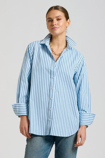 Shirty The Elodie Girlfriend Shirt - Blue Stripe