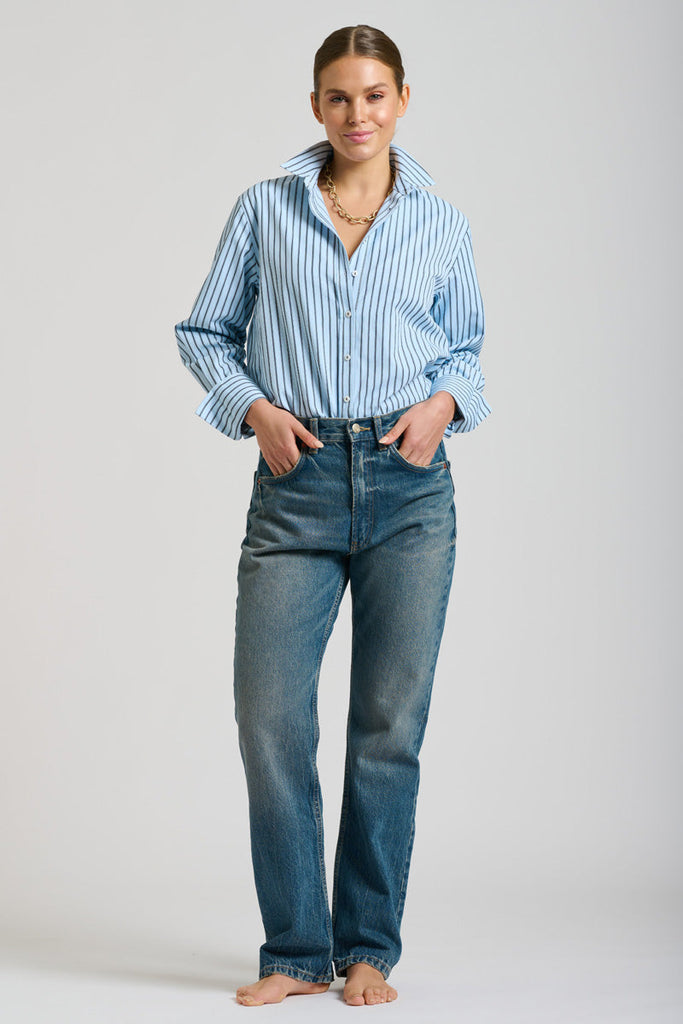 Shirty The Elodie Girlfriend Shirt - Blue Stripe