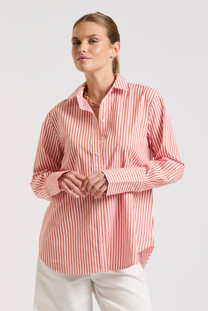 The Elodie Girlfriend Shirt - Orange Stripe