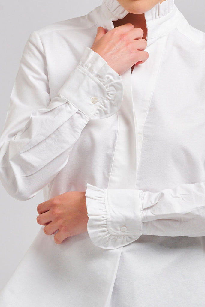 The Francesca Classic Oxford Frill Collar & Cuff Shirt - White