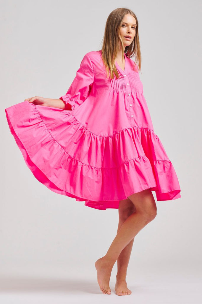 The Sindy Oversized Cotton Dress - Hot Pink