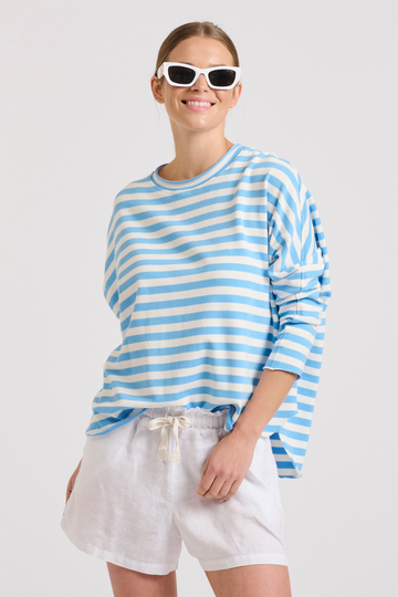 Raw Summer Sweatshirt - Blue/White Stripe