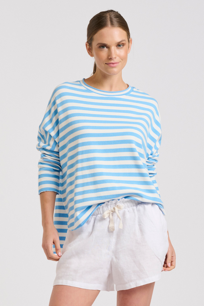 Raw Summer Sweatshirt - Blue/White Stripe